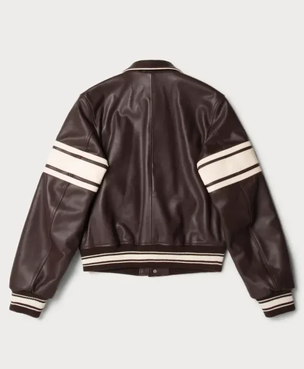 Buy-Stussy-Wales-Bonner-Brown-Leather-Varsity-Bomber-Jacket-For-Sale
