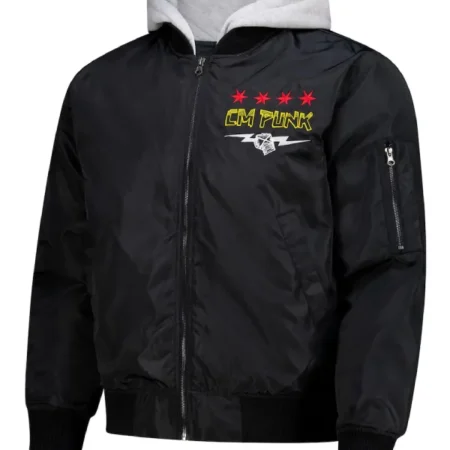 CM-Punk-Black-Hooded-Bomber-Jacket
