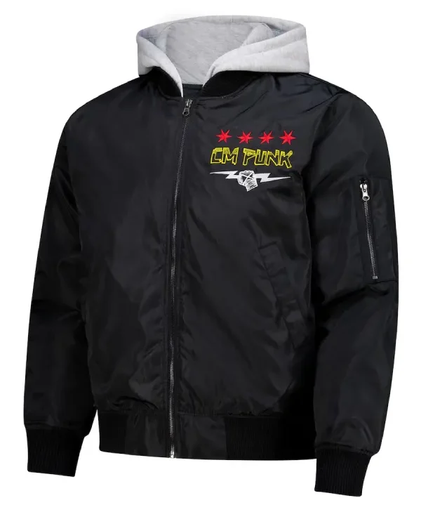 CM-Punk-Black-Hooded-Bomber-Jacket