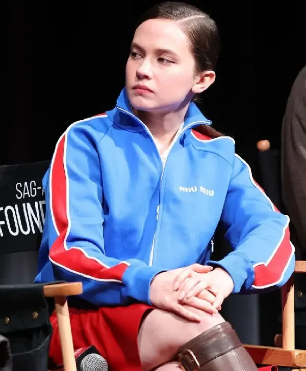 Cailee Spaeny Style Tech-Yarn Zip Jacket Sweatshirt