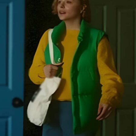 Chloë Grace Moretz “Oh What Fun” Green Puffer Vest