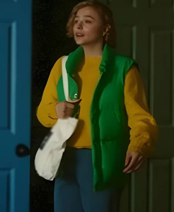 Chloë Grace Moretz “Oh What Fun” Green Puffer Vest