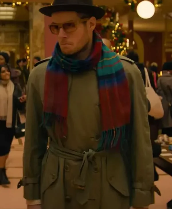 Connor-Swindells-Jingle-Bell-Heist-Olive-Brown-Trench-Coat