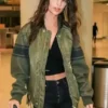 Emily-Ratajkowski-Green-Bomber-Jacket