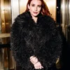 Emma-Roberts-Extremely-Black-Fur-Coat