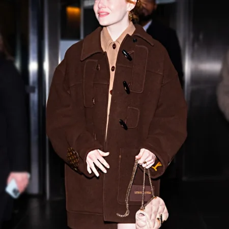 Emma-Stone-Brown-Toggle-Coat