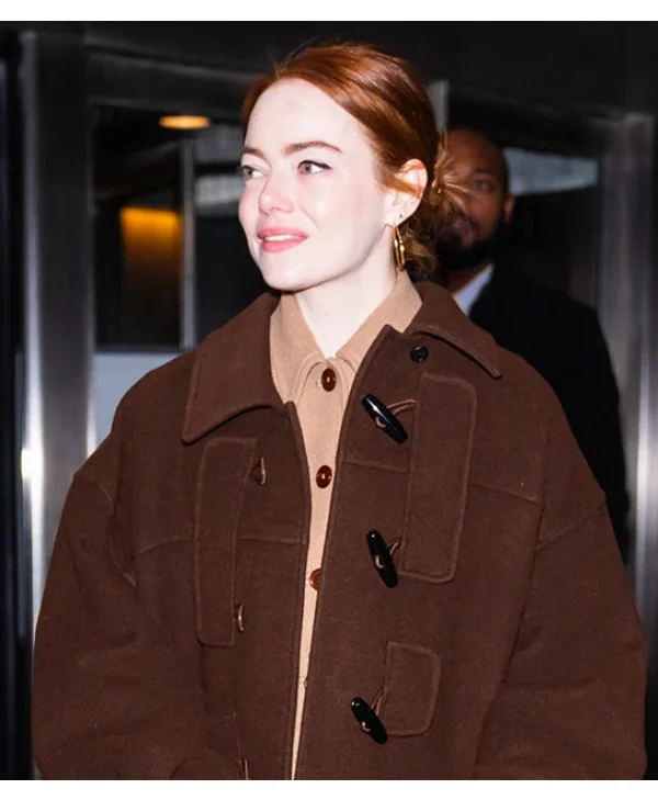 Emma-Stone-Brown-Wool-Coat