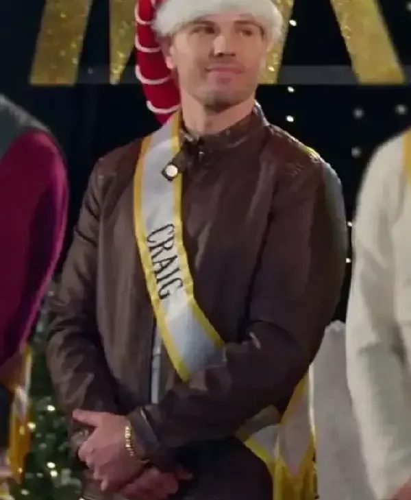Finding-Mr.-Christmas-Tv-Series-Craig-Geoghan-Brown-Leather-Jacket