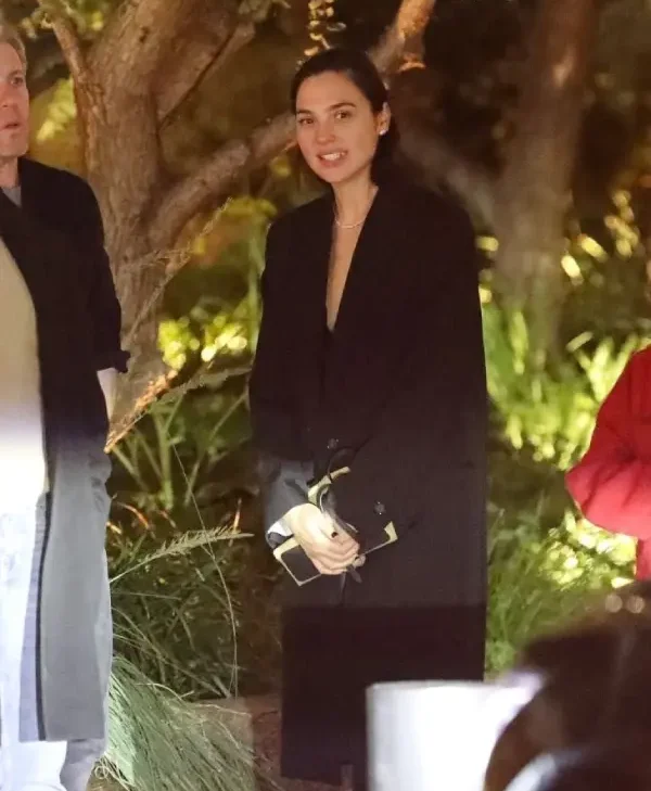 Gal Gadot Classic Black Full-Length Coat