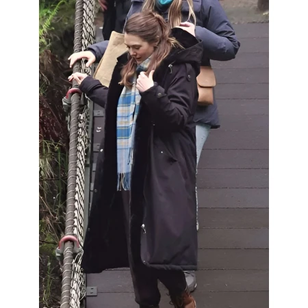 GetEternity Elizabeth Olsen Black Hooded Coat