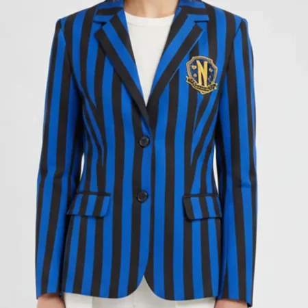 Inspired by Emma Myers Blue Blazer Coat from Wednesday