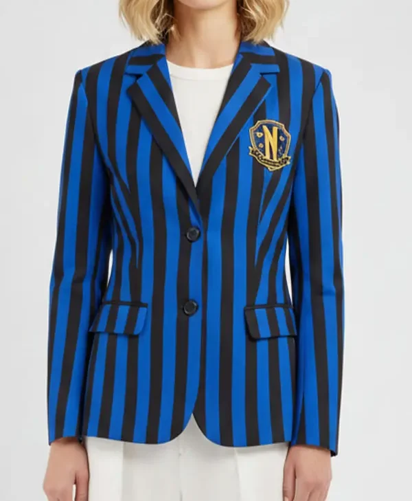 Inspired by Emma Myers Blue Blazer Coat from Wednesday