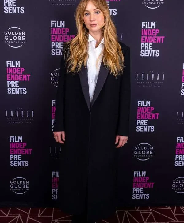 Jennifer Lawrence Die My Love Screening Black Long Coat