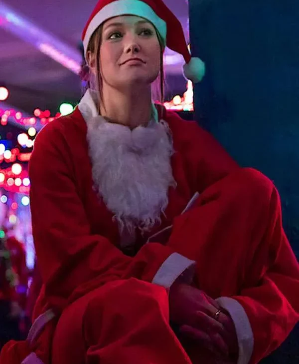 Jingle-Bell-Heist-2025-Olivia-Holt-Mrs-Santa-Red-Velvet-Coat