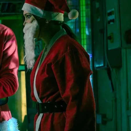Jingle-Bell-Heist-Olivia-Holt-Mrs-Santa-Red-Velvet-Coat