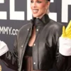 Julia-Fox-Grammys-Red-Carpet-Black-Leather-Jacket