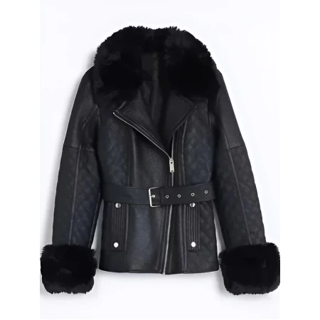 Lana Parrilla The Rainmaker Black Fur Leather Jacket For Sale