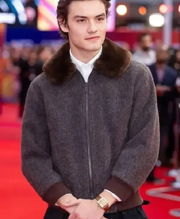 Louis-Partridge-Jay-Kelly-Brown-Fur-Jacket