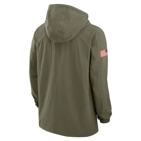 Men's Nike Olive Oregon Ducks 2024 Military Appreciation Full-Snap Hoodie Military Jacket back