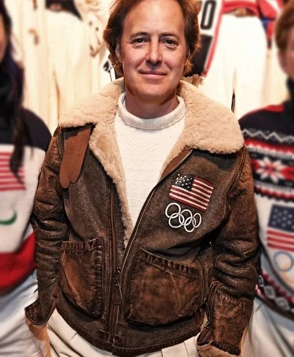 Men’s Team USA Winter Olympics 2026 Brown Leather Flight Jacket