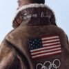 Men’s Team USA Winter Olympics 2026 Brown Leather Flight Jacket