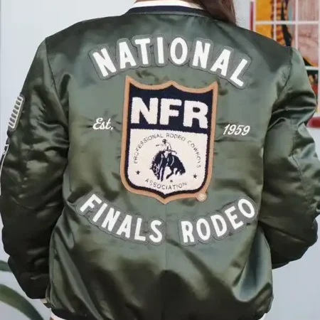 Men’s & Women’s NFR Rodeo Green Satin Varsity Jacket