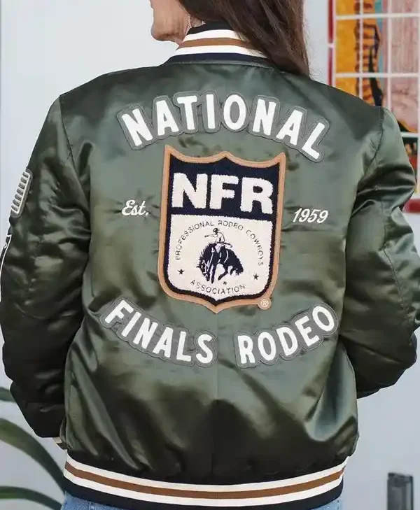 Men’s & Women’s NFR Rodeo Green Satin Varsity Jacket