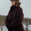 Minka Kelly Champagne Problems Maroon Coat