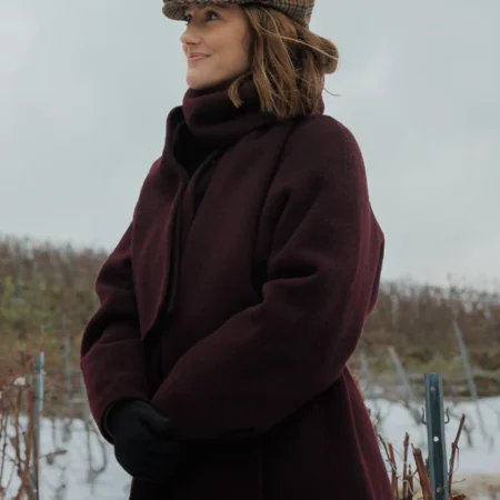 Minka Kelly Champagne Problems Maroon Coat