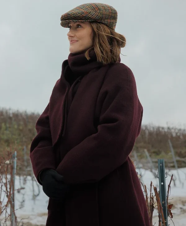 Minka Kelly Champagne Problems Maroon Coat