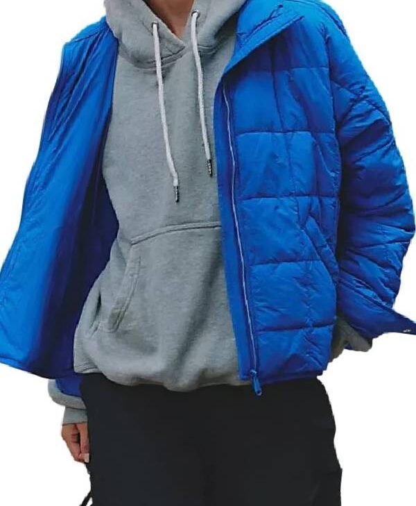 Mistletoe Murders S2 Violet Wilner Signature Blue Quilted Jacket