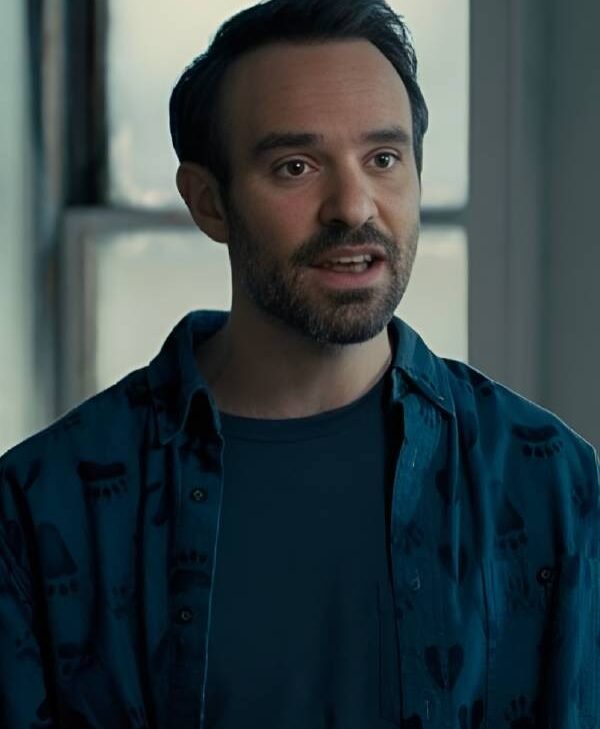 Movie-Merv-2025-Charlie-Cox-Foot-Printed-Shirt-Blue