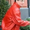 NYC 2025 Timothee Chalamet Red Leather Jacket