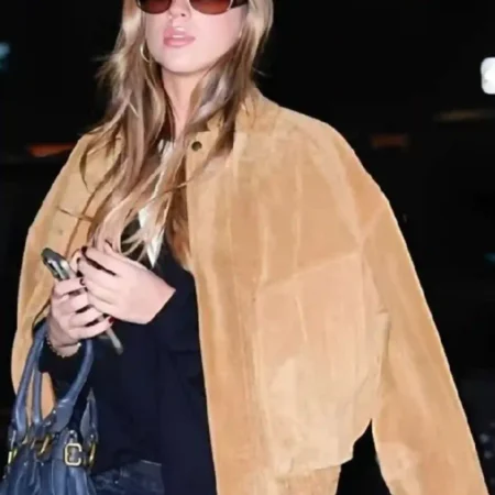 NYC-Tate-McRae-Brown-Bomber-Jacket