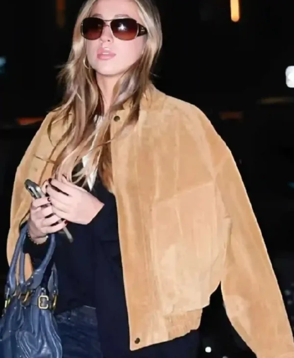NYC-Tate-McRae-Brown-Bomber-Jacket