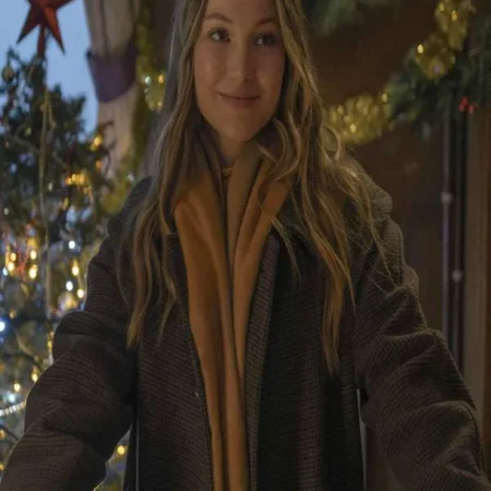 Olivia-Holt-Jingle-Bell-Heist-Brown-Wool-Coat (1)