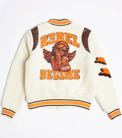 Rebel Minds Sherpa Varsity Jacket For Sale