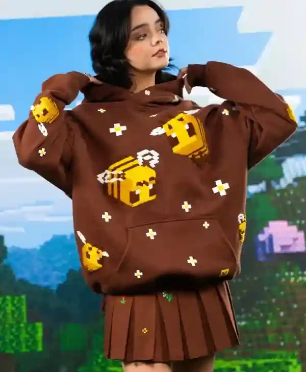 Recreated-Very-Cool-x-Minecraft-Bee-Brown-Hoodie-Sweatshirt-Sale