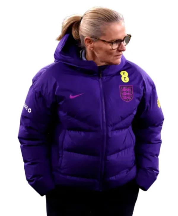 Sarina-Wiegman-Womens-International-Friendly-Match-Puffer-Jacket-Purple