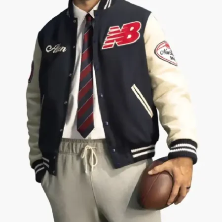 Shop-Josh-Allen-New-Balance-Blue-White-Varsity-Bomber-Jacket