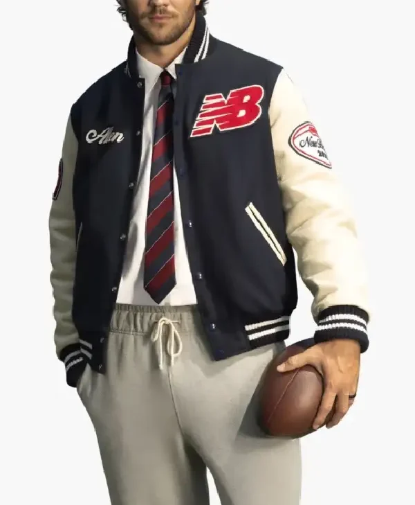 Shop-Josh-Allen-New-Balance-Blue-White-Varsity-Bomber-Jacket