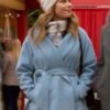 Single on the 25th 2025 Lyndsy Fonseca Blue Wool Wrap Coat