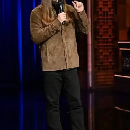 Stand-Out-with-the-Dusty-Slay-Brown-Suede-Shirt-from-The-Tonight-Show