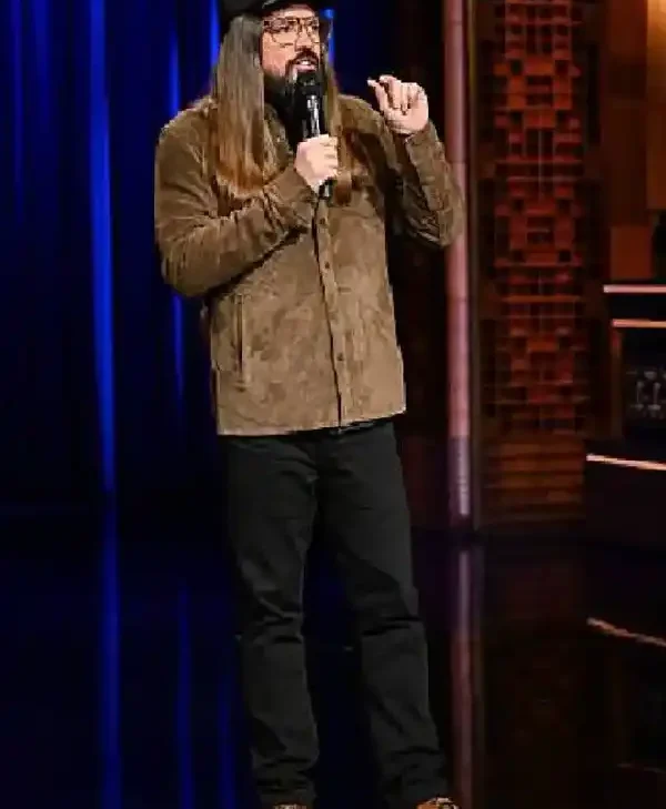 Stand-Out-with-the-Dusty-Slay-Brown-Suede-Shirt-from-The-Tonight-Show