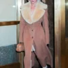 Sydney-Sweeney-Brown-Shearling-Wool-Coat