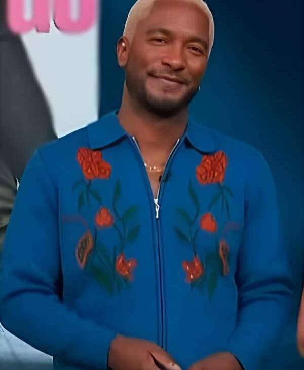 TV-Show-Access-Hollywood-2025-Scott-Evans-Floral-Jacket-Blue