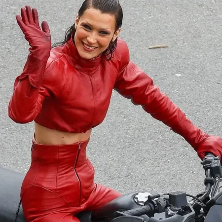 The Beauty Bella Hadid Leather Jacket For Sale