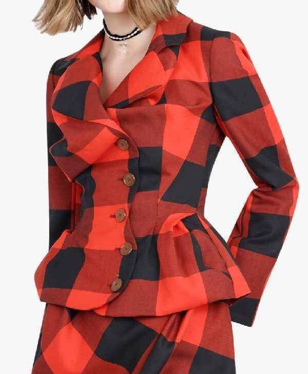 The-Girlfriend-2025-Olivia-Cooke-Red-Tartan-Blazer