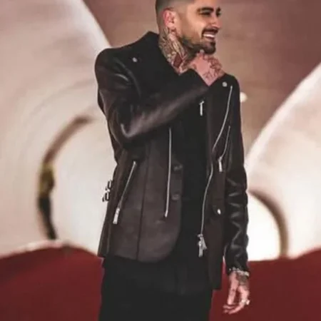 Zayn-Malik-Eyes-Closed-Black-Leather-Moto-Blazer-Jacket