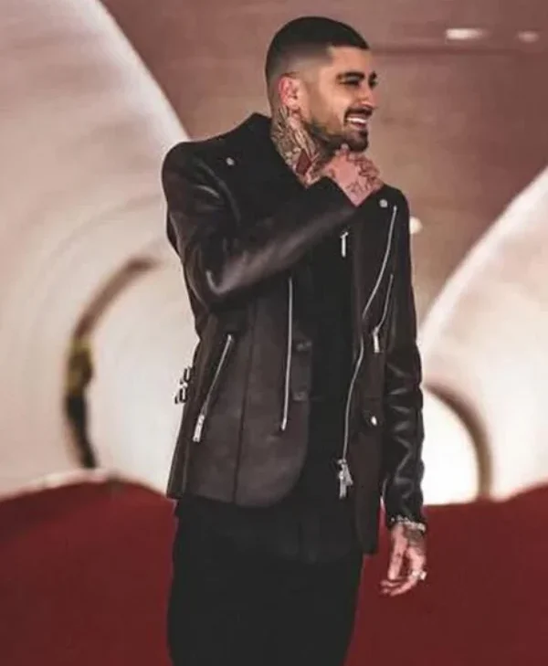 Zayn-Malik-Eyes-Closed-Black-Leather-Moto-Blazer-Jacket